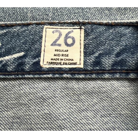 Free People Jeans Womens 26 Chewed Up Mid-Rise Straight Button Fly Distressed - Picture 5 of 13